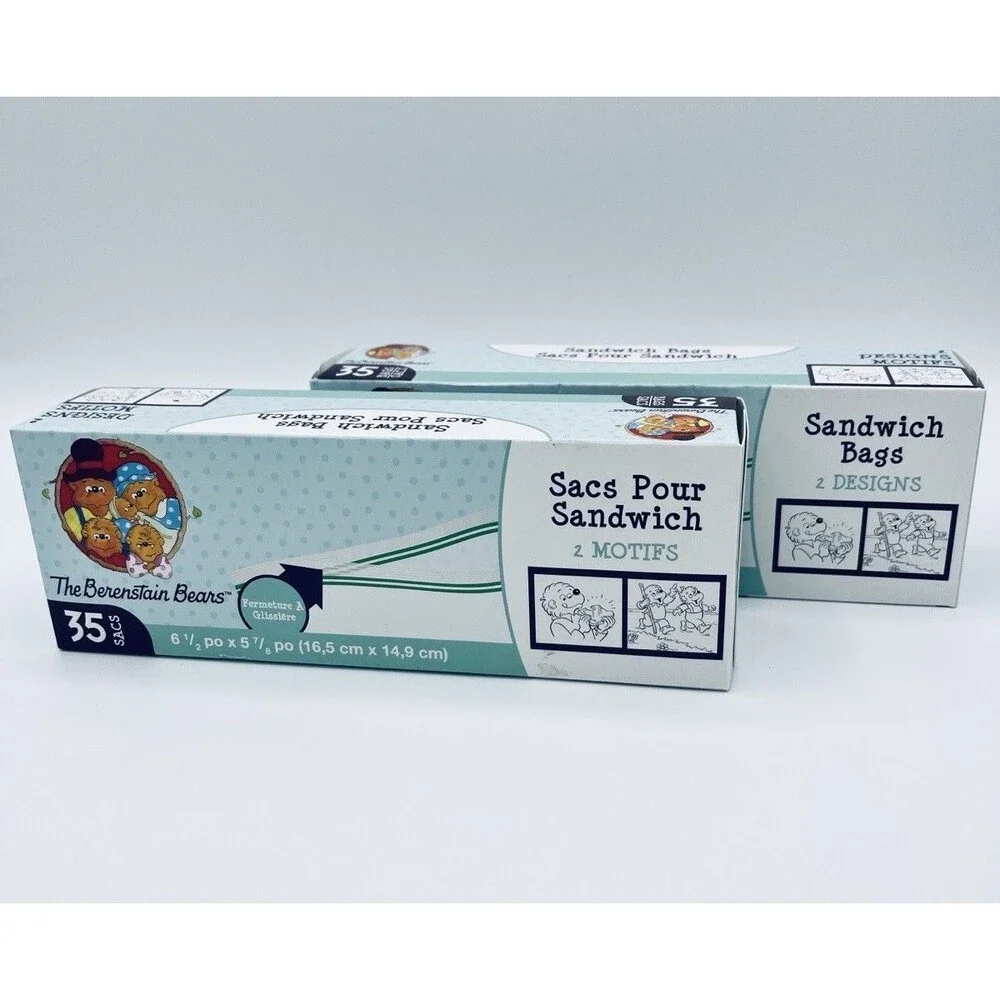 Berenstain Bears Sandwich Bags 35 Zipper Seal Kids Lunch Storage Bags (2 Boxes)
